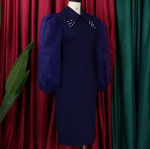 Fashion Blue midi Dress new size S, M avaliable Strech Material. - Picture 4 of 16